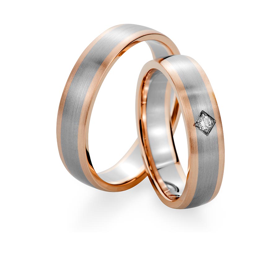 Trauringe / Eheringe 375 Rotgold, Weißgold+Pd 514751-50