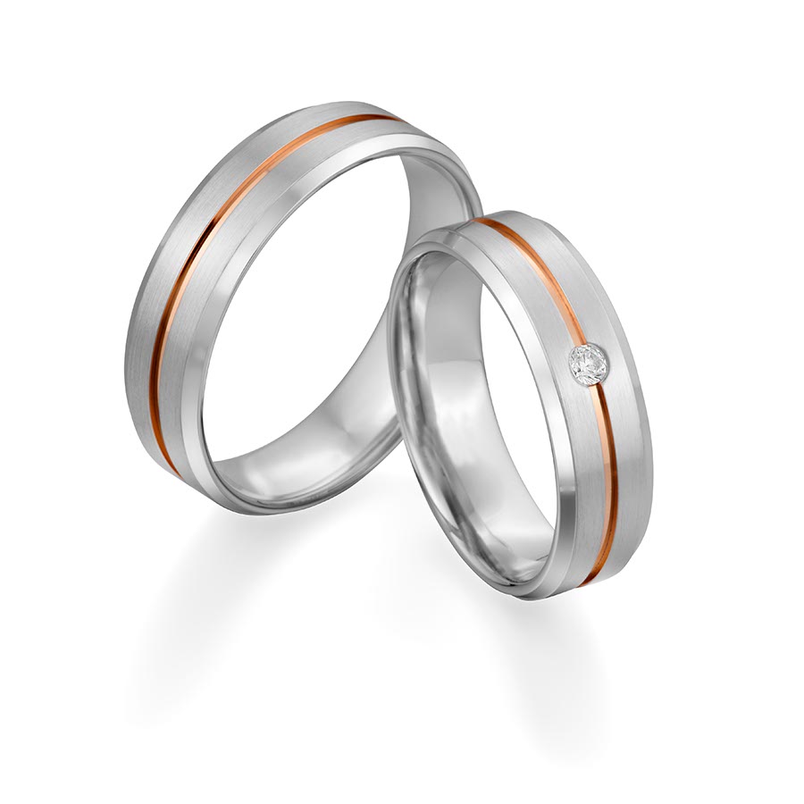 Freundschaftsringe Bautzen 925 Silber rhodiniert, rot vergoldet 526135-60